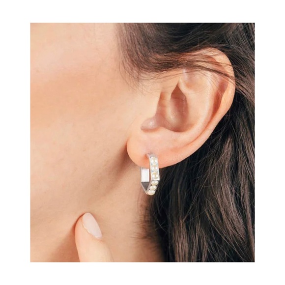 NWT Alex and Ani Honeycomb Huggie Hoop Earrings - Picture 4 of 8